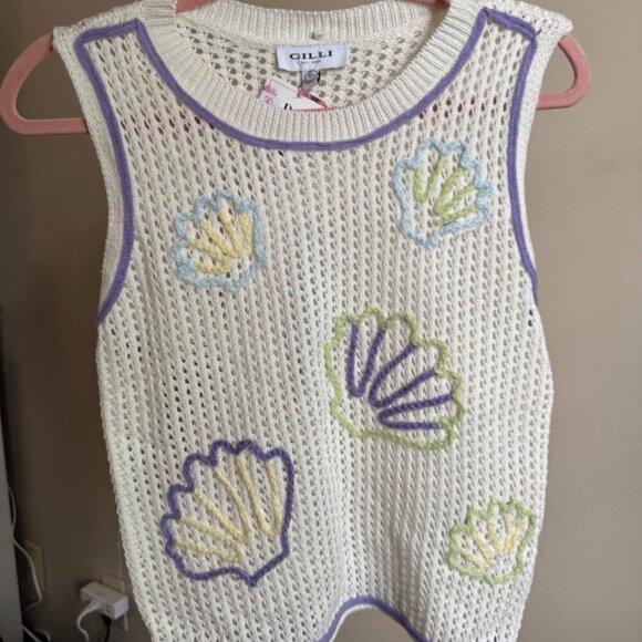 Crochet Shell Knit Tank NWT - Picture 3 of 5